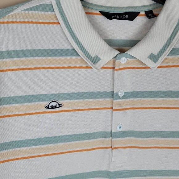 Radmor Baty Stripe Pima Cotton Short Sleeve Polo Pimaformance Multicolor Size XL - Picture 6 of 12